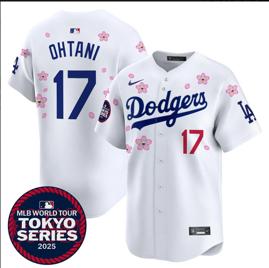 Men Los Angeles Dodgers 17 Ohtani Tokyo Series 2025 white Limited Stitched Jersey style 2